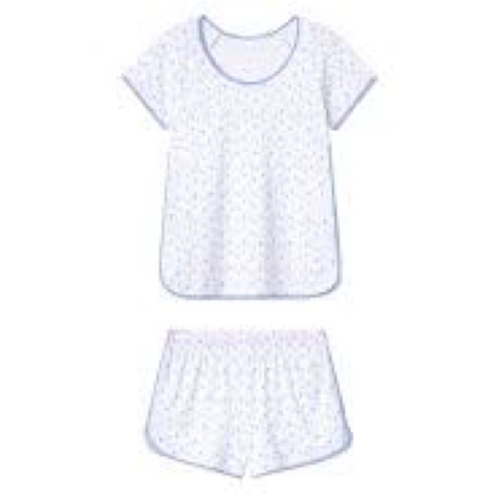 Blue hydrangea mini hearts Lake pajama set